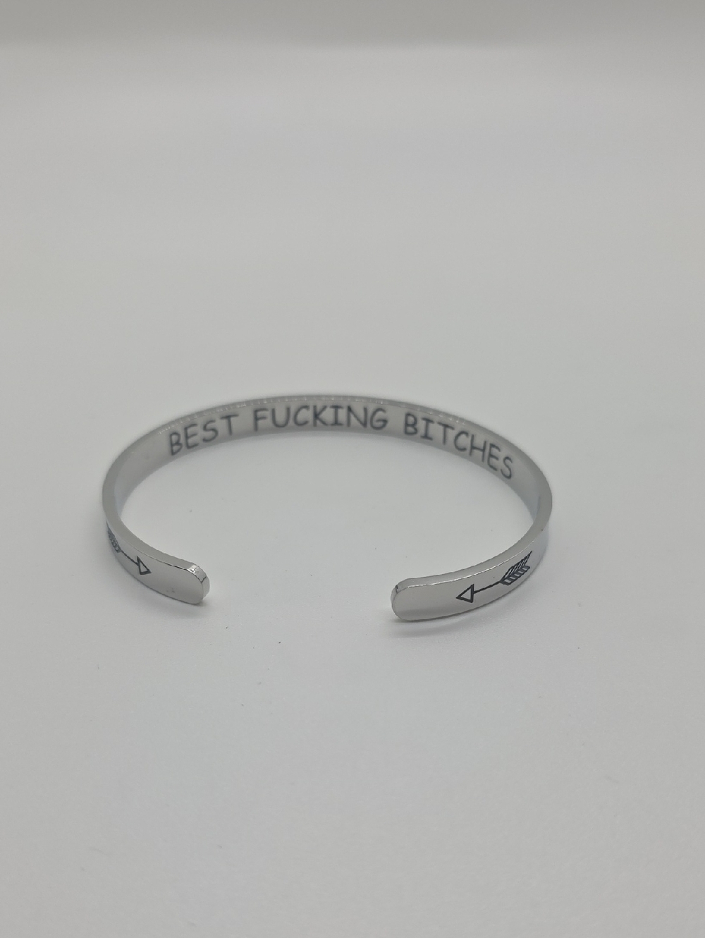 Source Unknown Silver Engraved Arrow Cuff Bracelet - Bold Message